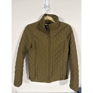 J.CREW Women's Jacket: Quilted Stand Up Collar Olive Green XS D2